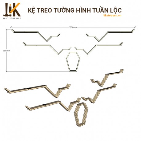 Kệ treo tường hình tuần lộc